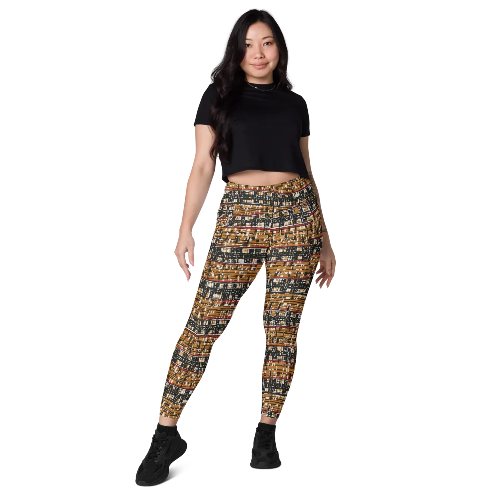 Ochre Current on Leggings with Pockets — Front