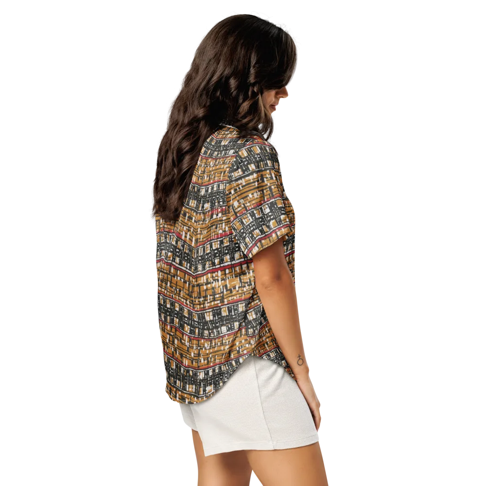 Ochre Current on Women's Short Sleeve Pajama Top — Right Back