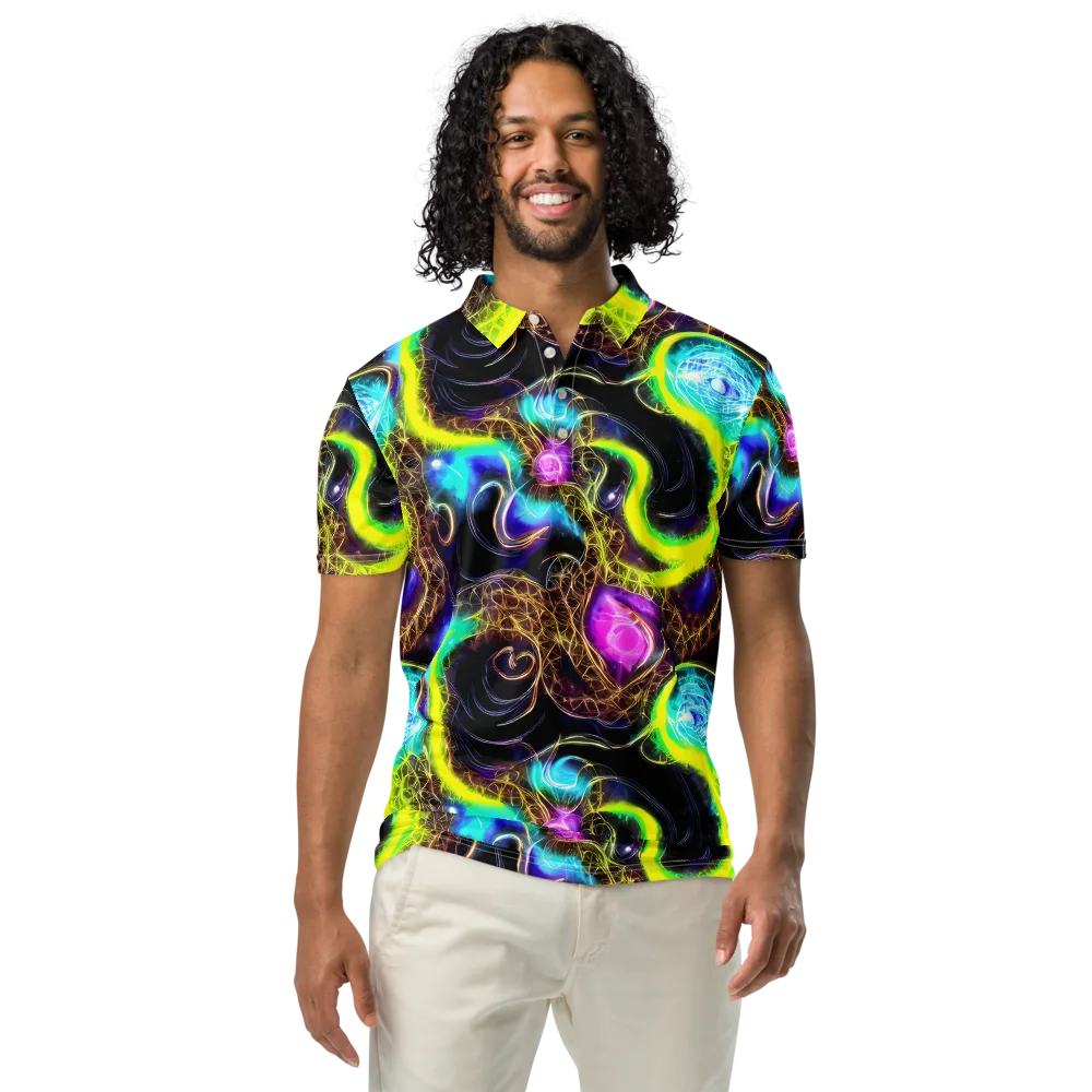 Blacklight Botanica on Men's Slim Fit Polo Shirt — Front