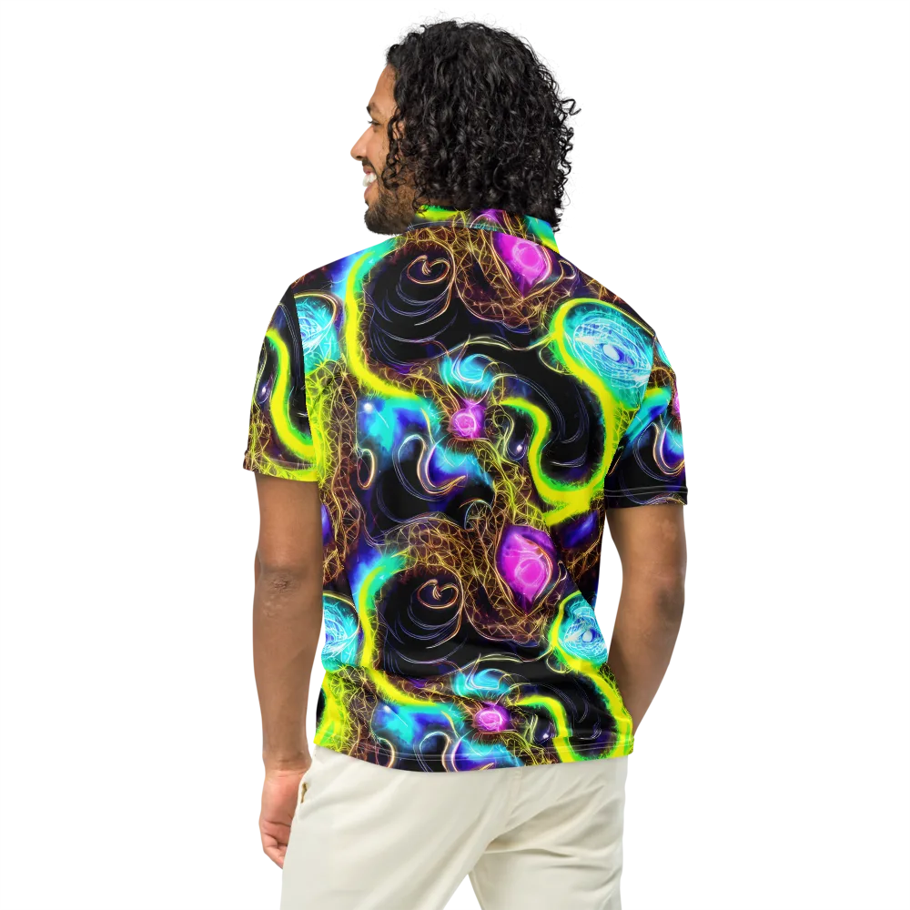 Blacklight Botanica on Men's Slim Fit Polo Shirt — Back