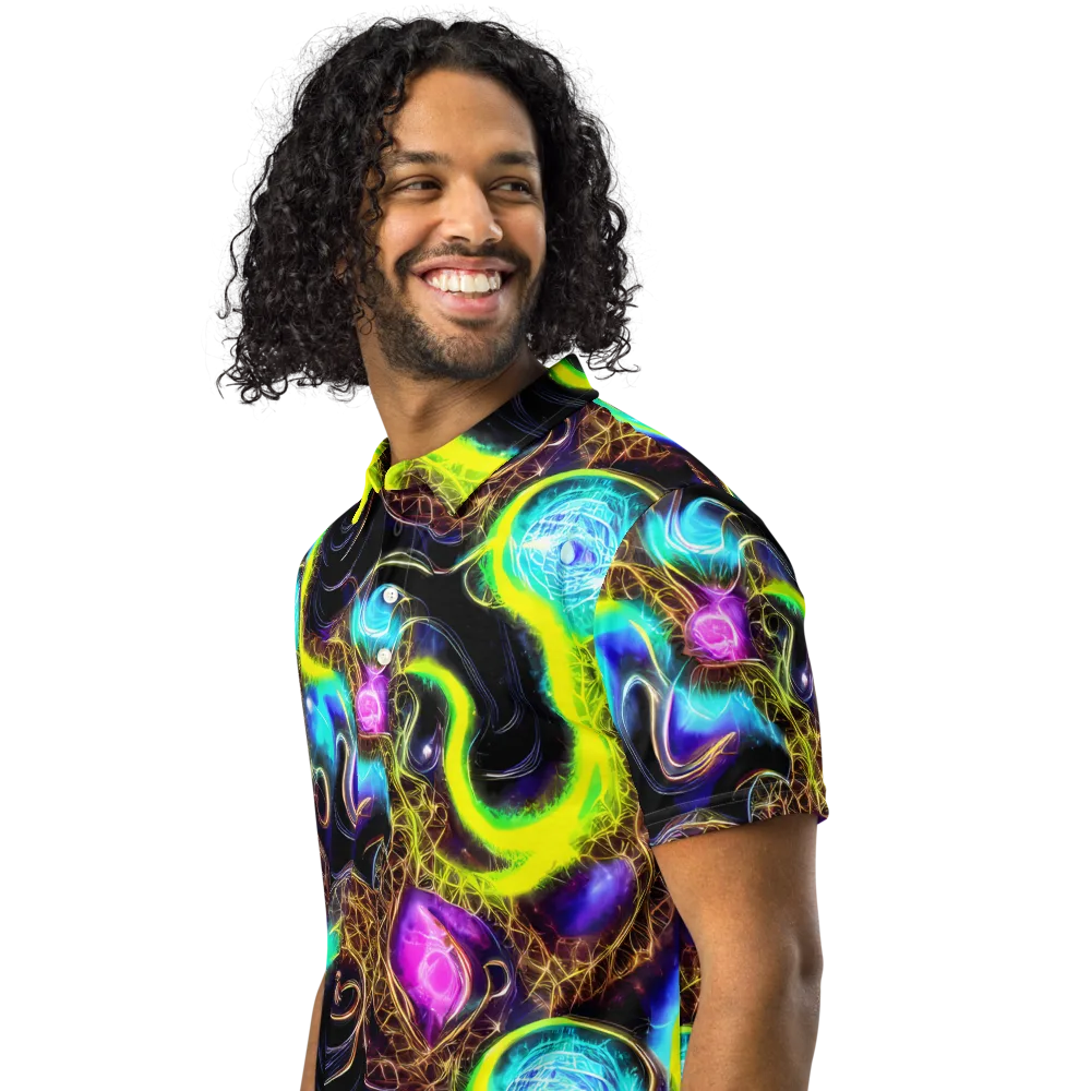 Blacklight Botanica on Men's Slim Fit Polo Shirt — Left Front