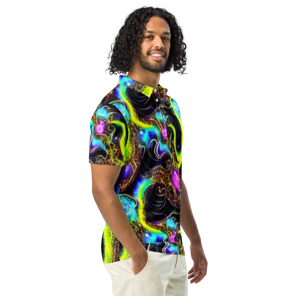Blacklight Botanica on Men's Slim Fit Polo Shirt — Right Front