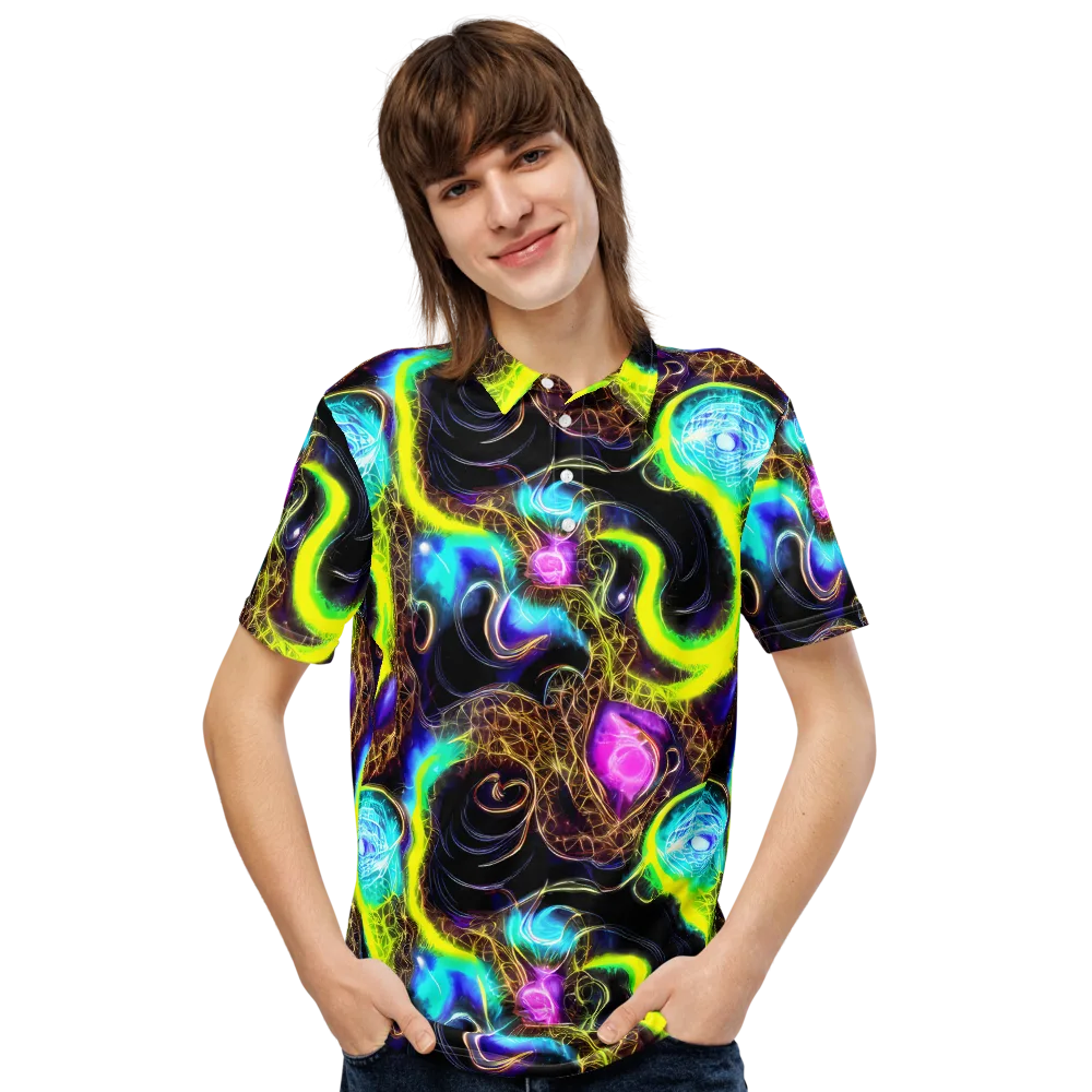 Blacklight Botanica on Men's Slim Fit Polo Shirt — Front