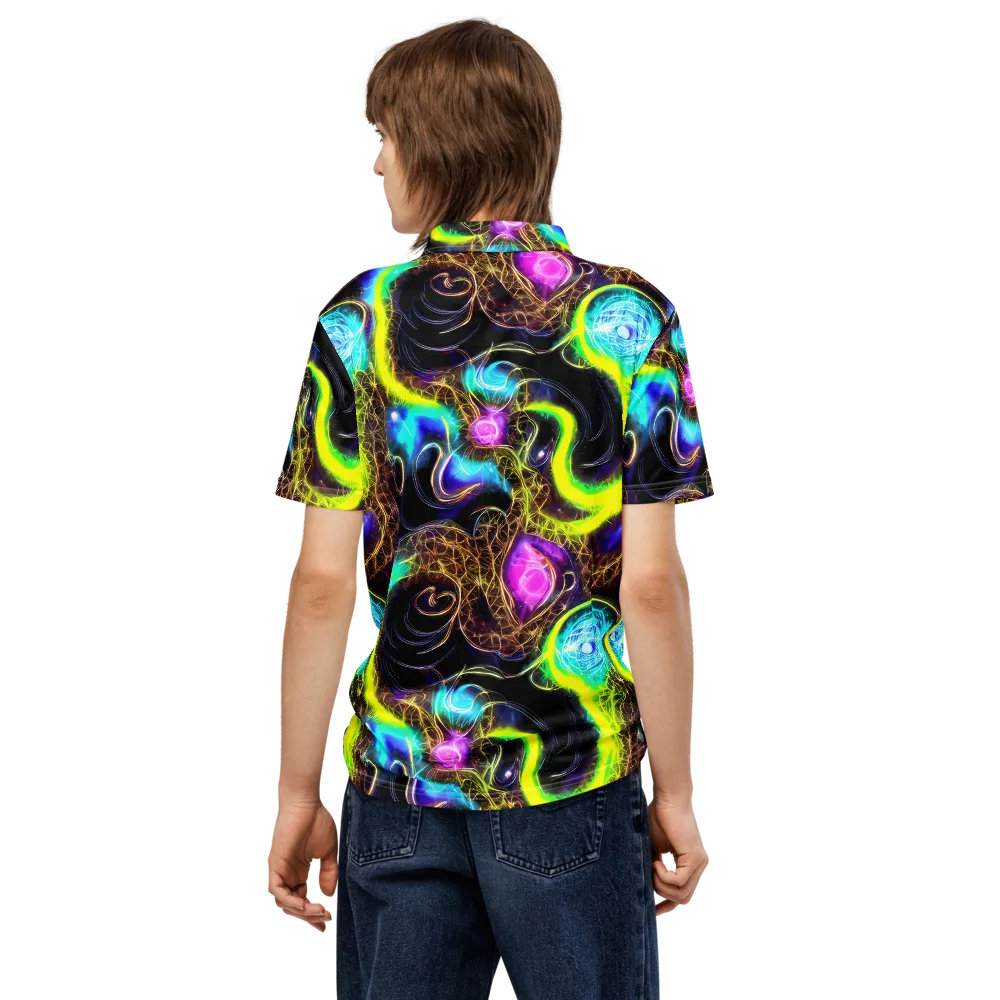 Blacklight Botanica on Men's Slim Fit Polo Shirt — Back