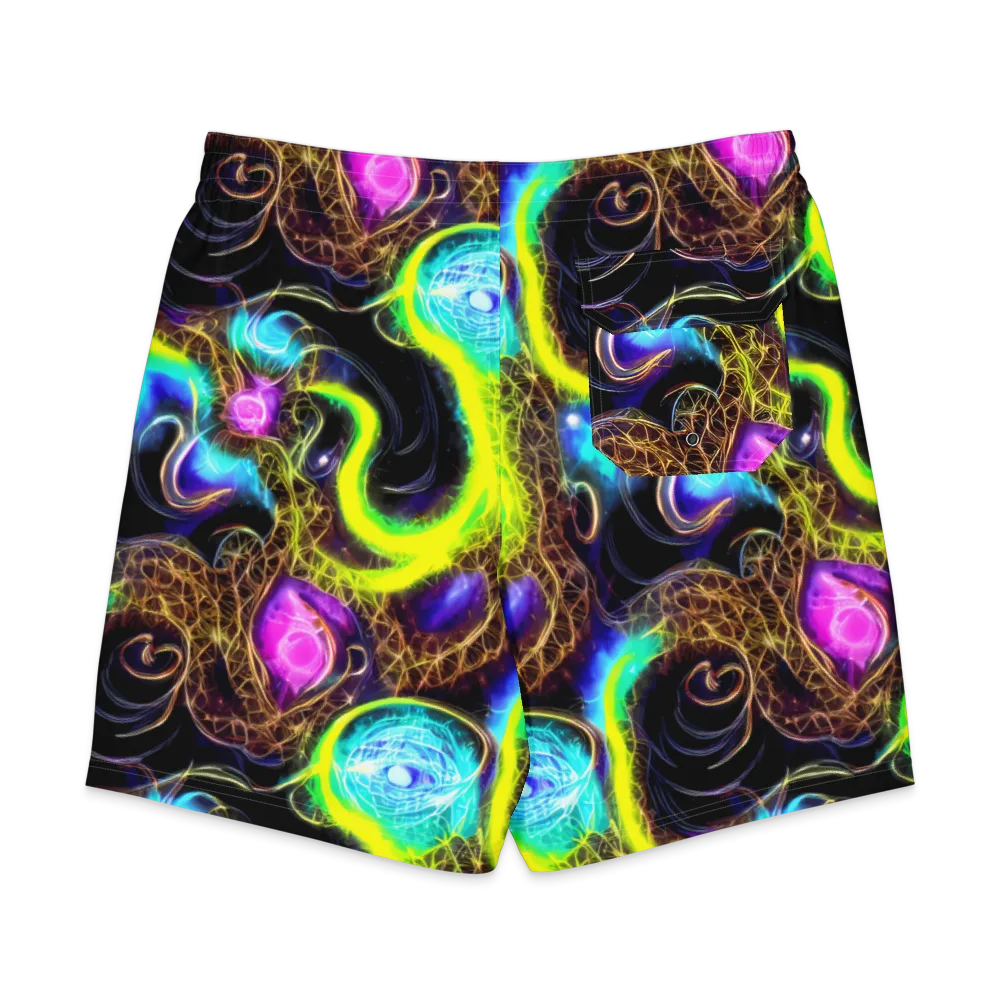 Blacklight Botanica on Men's Board Shorts — Back
