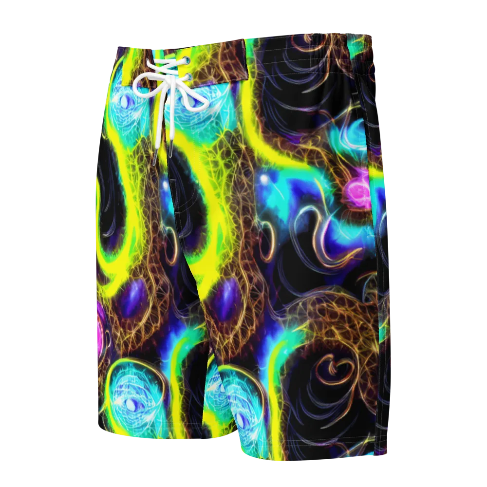 Blacklight Botanica on Men's Board Shorts — Front