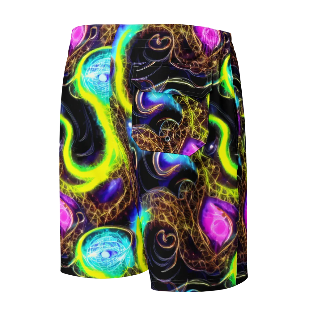 Blacklight Botanica on Men's Board Shorts — Back