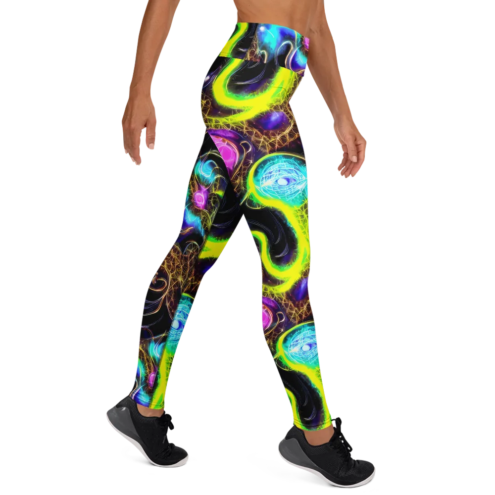 Blacklight Botanica on Yoga Leggings — Right