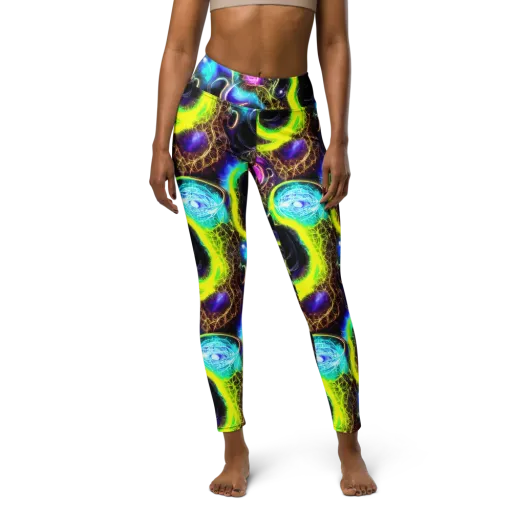 Blacklight Botanica on a Yoga Leggings
