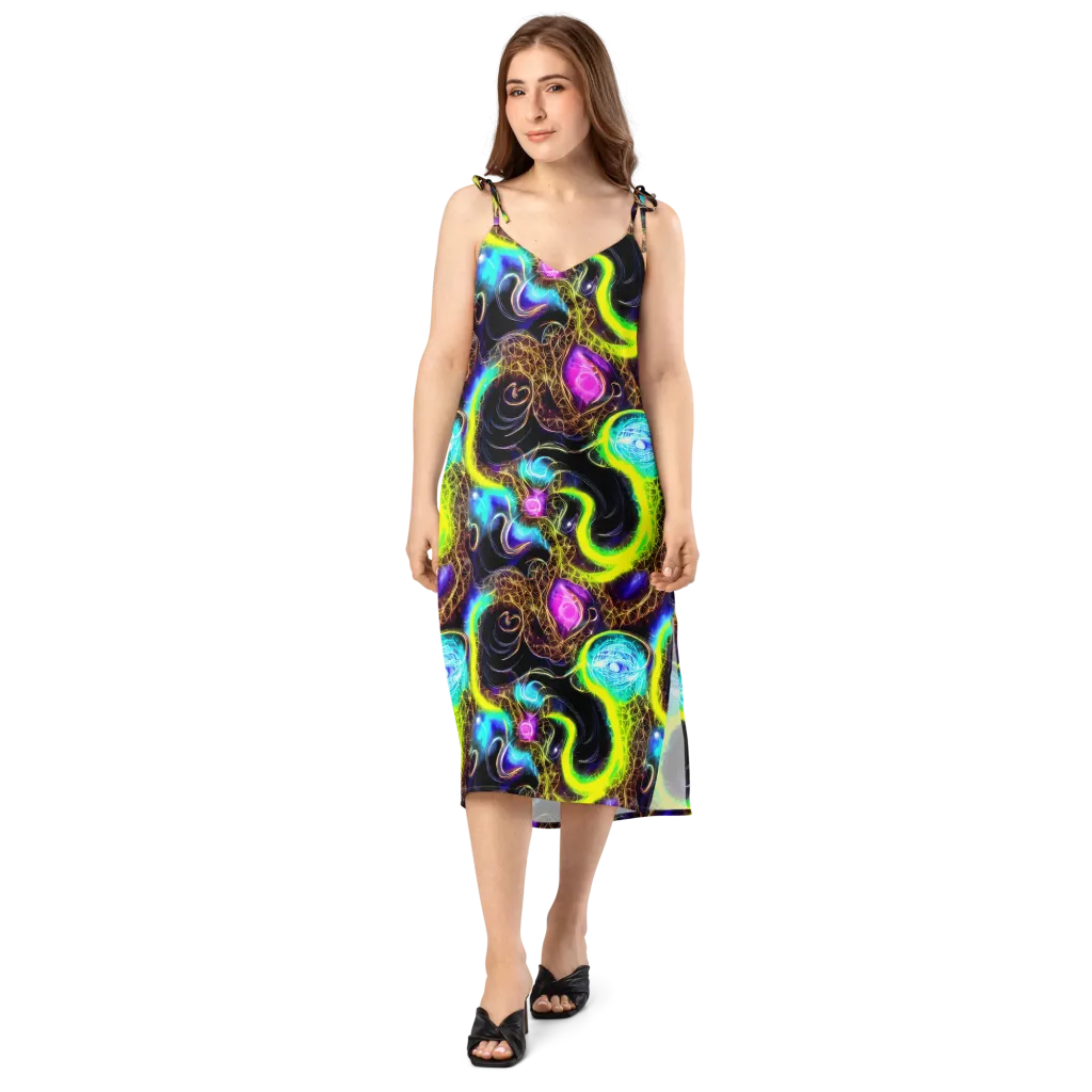 Blacklight Botanica on Slip Dress — Front