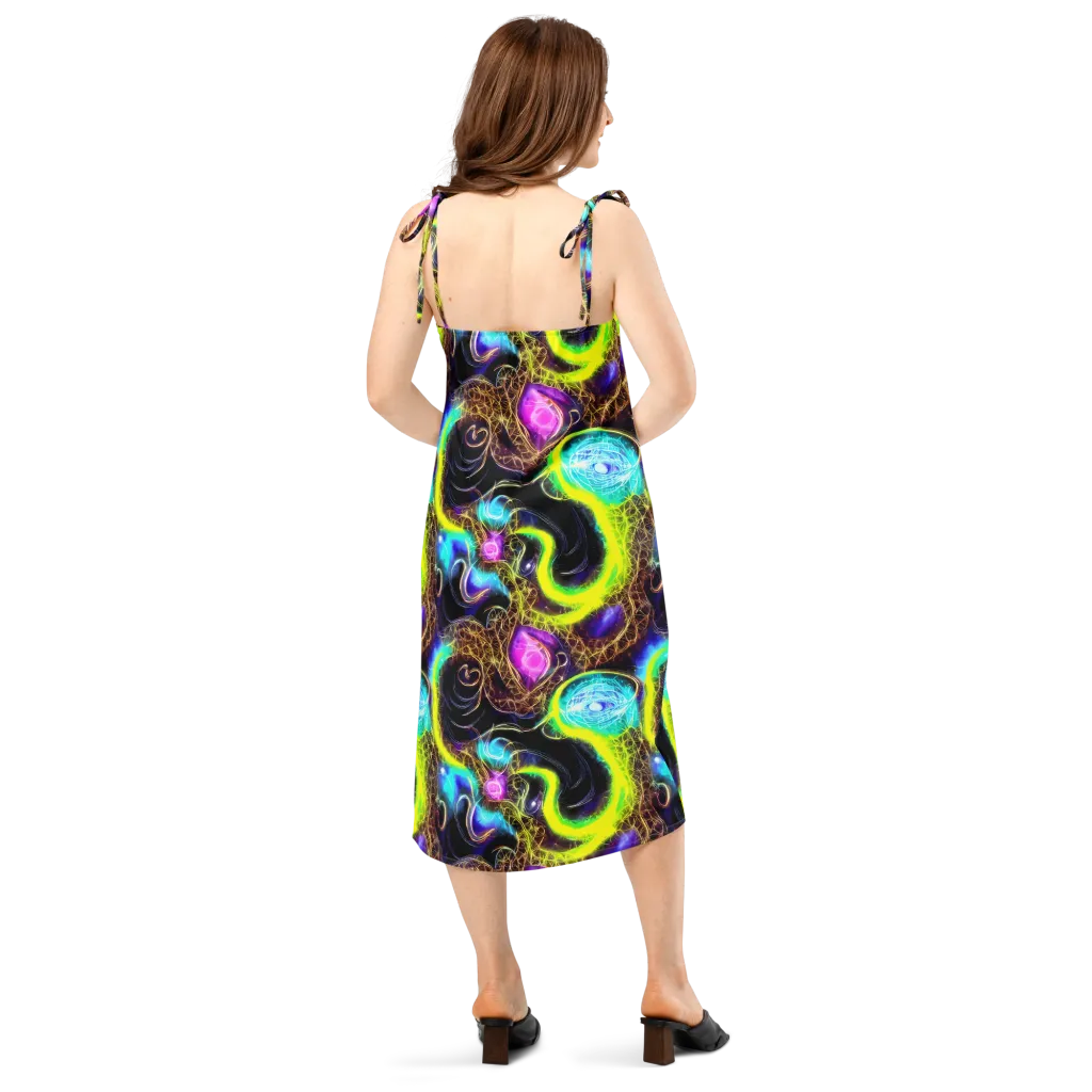 Blacklight Botanica on Slip Dress — Back