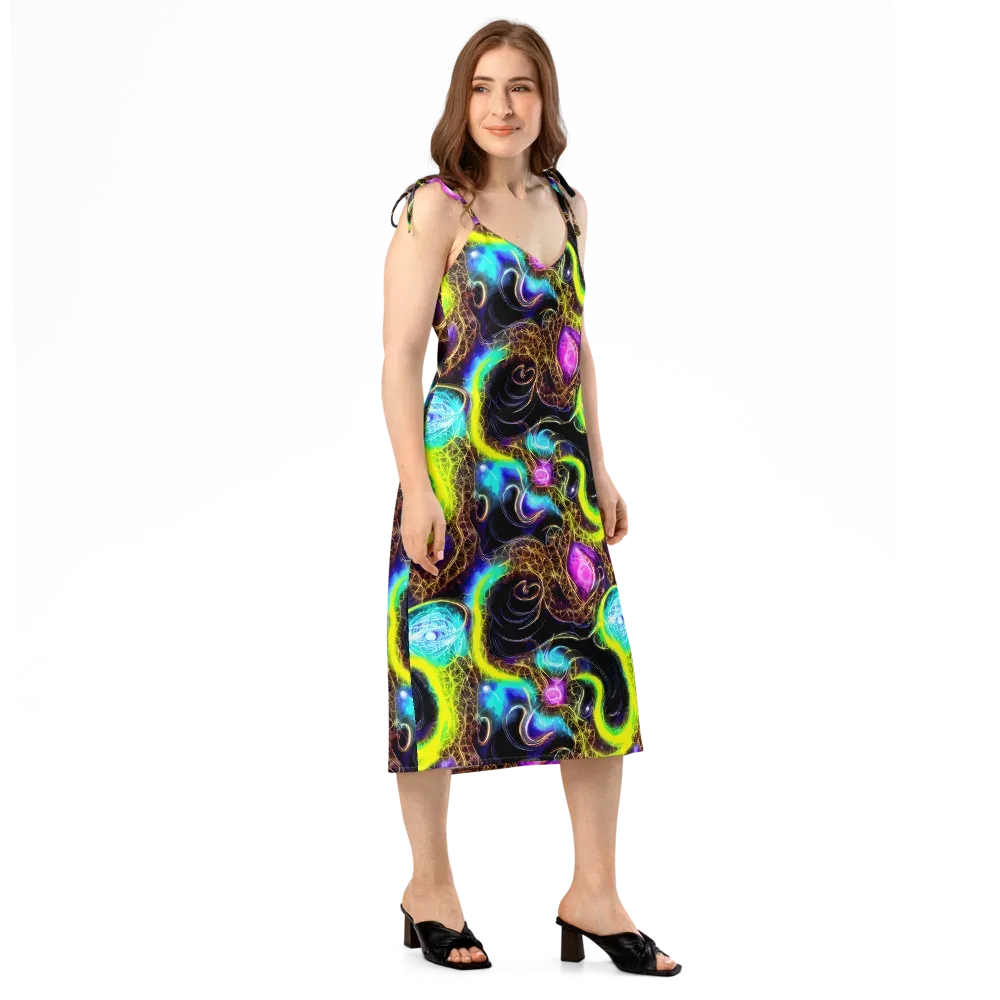 Blacklight Botanica on Slip Dress — Right Front