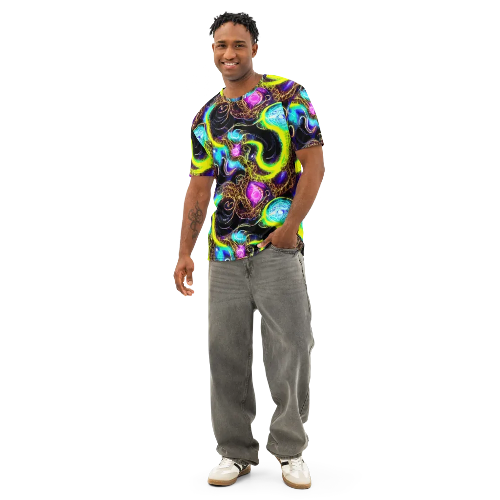 Blacklight Botanica on Men's Cotton Crew Neck T-Shirt — Front
