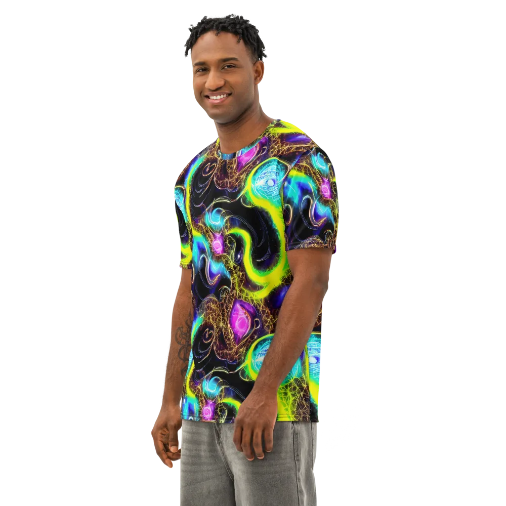 Blacklight Botanica on Men's Cotton Crew Neck T-Shirt — Left Front