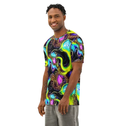 Blacklight Botanica on a Men's Cotton Crew Neck T-Shirt