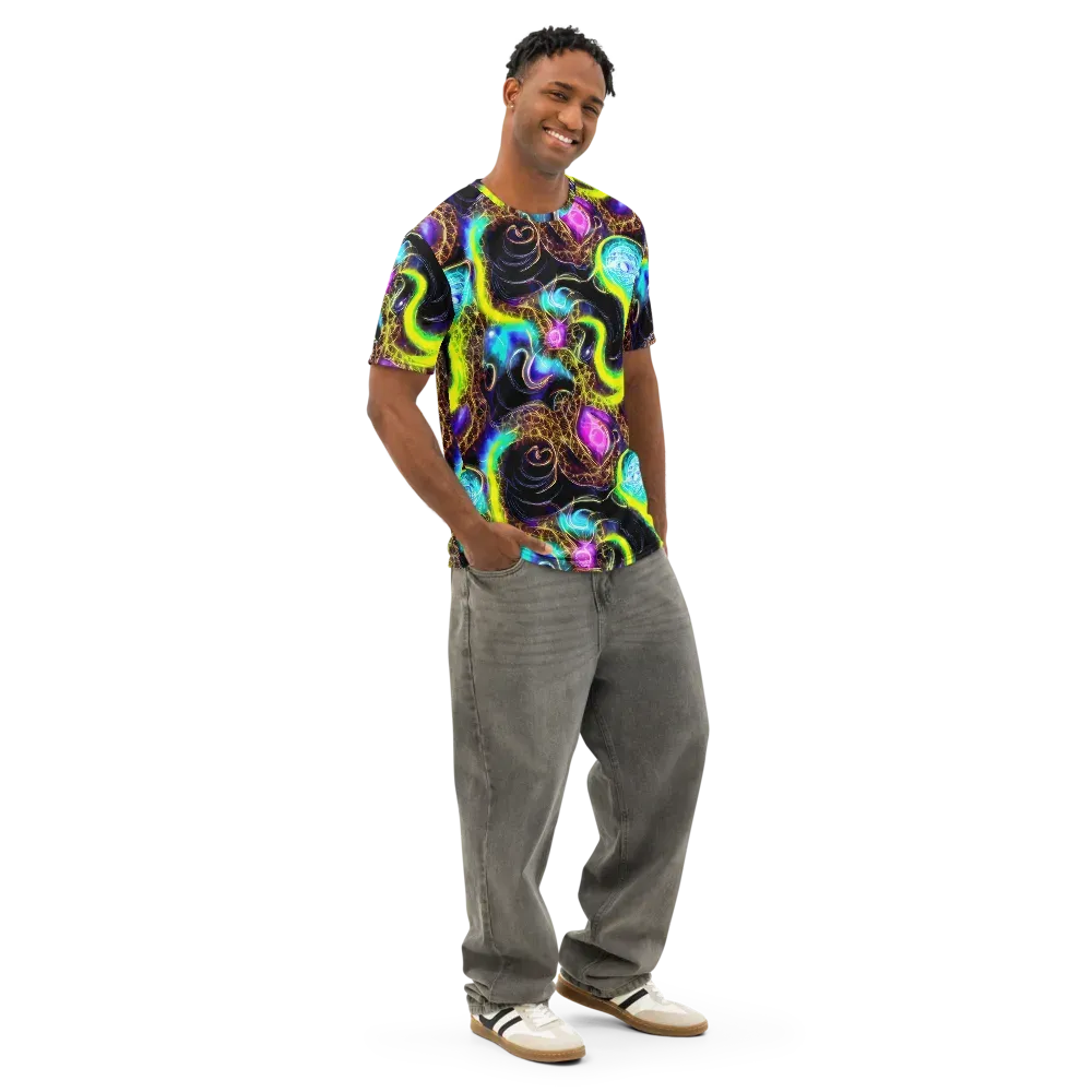 Blacklight Botanica on Men's Cotton Crew Neck T-Shirt — Right Front