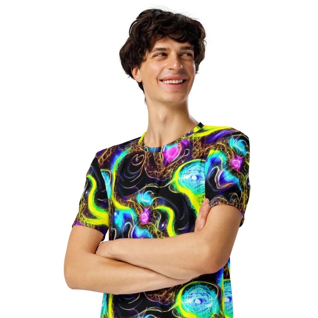 Blacklight Botanica on Men's Crew Neck T-Shirt — Left Front
