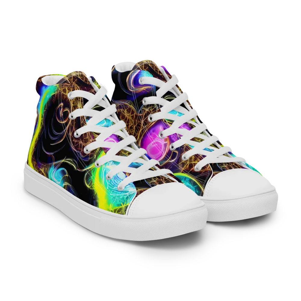 Blacklight Botanica on Men's High Top Canvas Shoes — Right Front