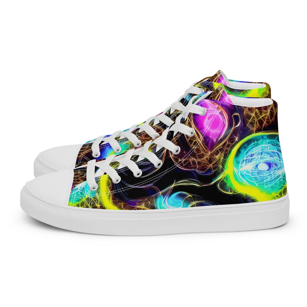 Blacklight Botanica on Men's High Top Canvas Shoes — Left