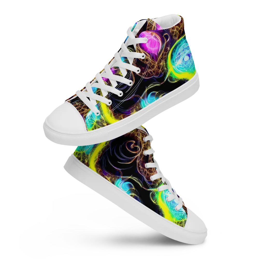 Blacklight Botanica on Men's High Top Canvas Shoes — Front