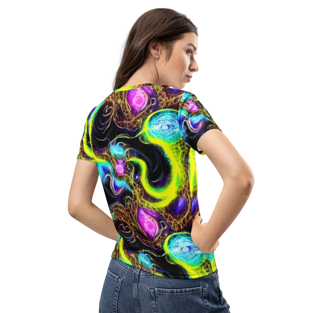 Blacklight Botanica on Women's Crew Neck T-Shirt — Back