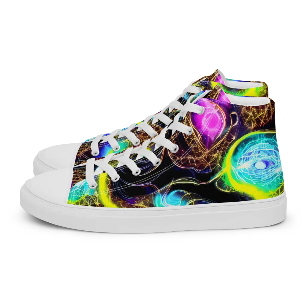 Blacklight Botanica on Women's High Top Canvas Shoes — Left