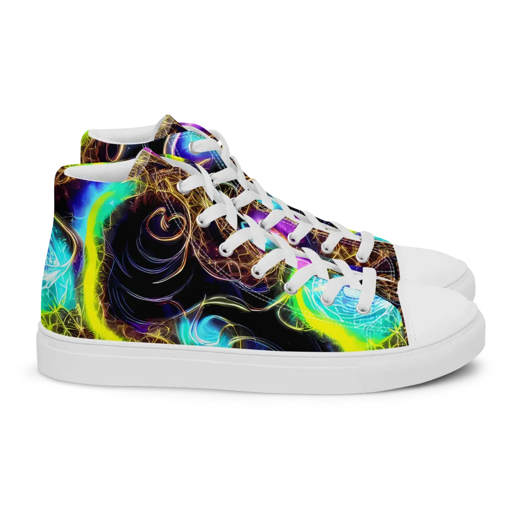 Blacklight Botanica on Women's High Top Canvas Shoes — Right