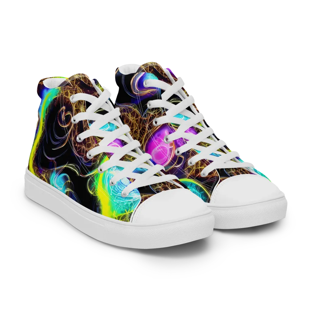 Blacklight Botanica on Women's High Top Canvas Shoes — Right Front