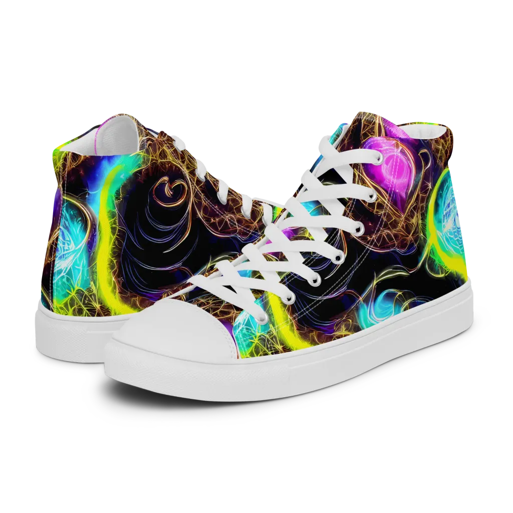 Blacklight Botanica on Women's High Top Canvas Shoes — Left