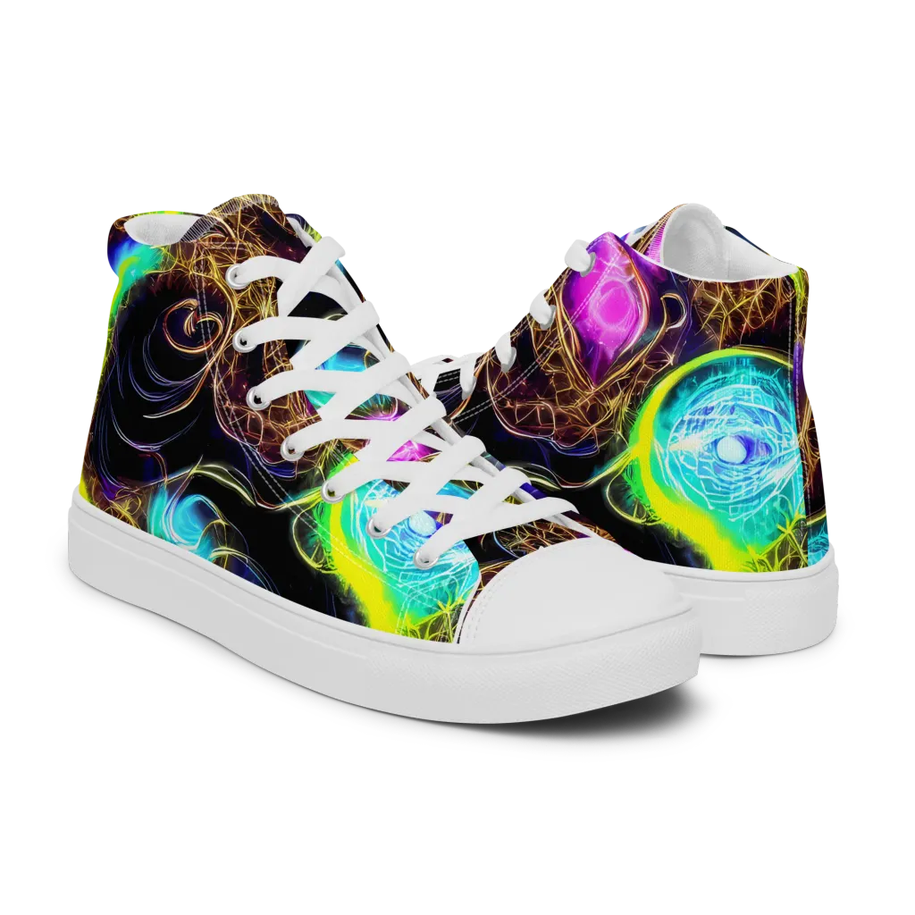 Blacklight Botanica on Women's High Top Canvas Shoes — Right