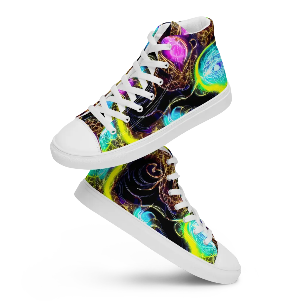 Blacklight Botanica on Women's High Top Canvas Shoes — Front