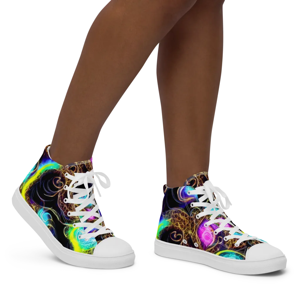 Blacklight Botanica on Women's High Top Canvas Shoes — Right