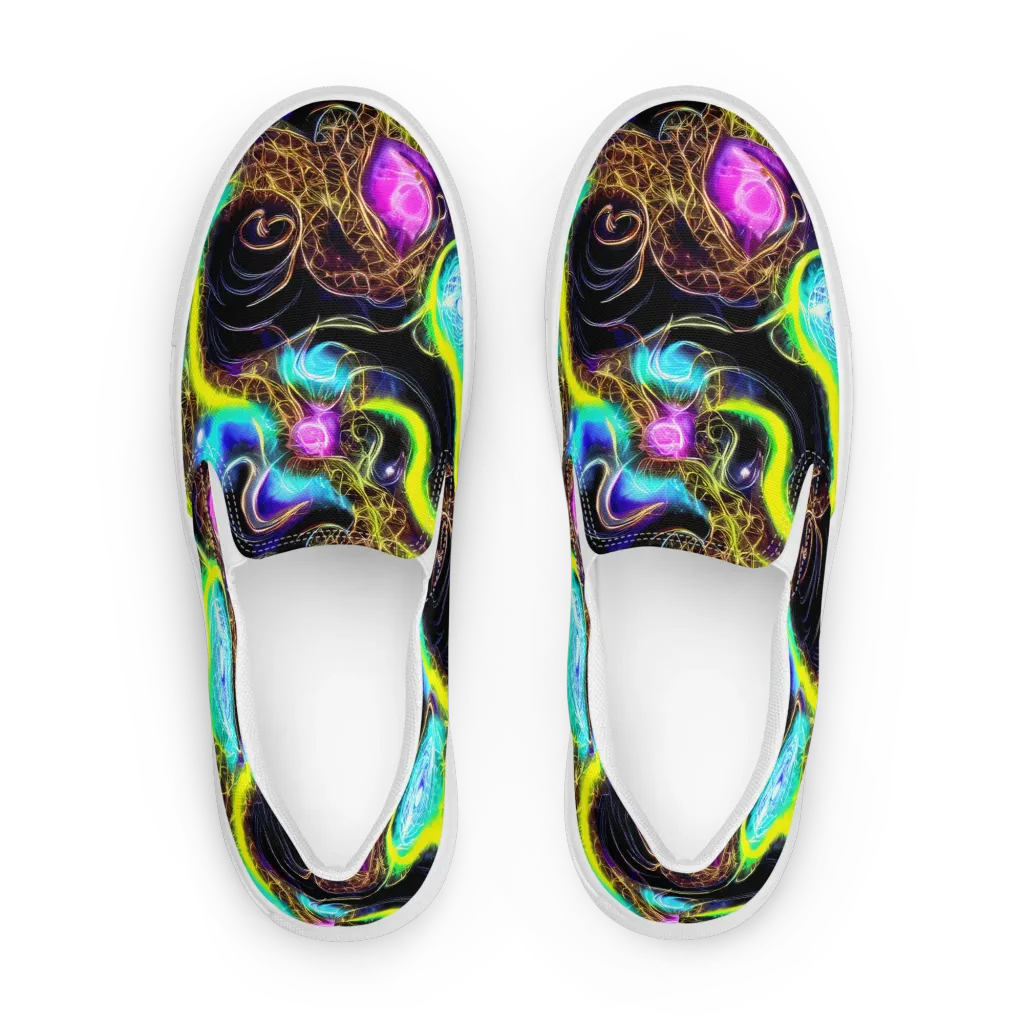 Blacklight Botanica on Men's Slip-On Canvas Shoes — Front