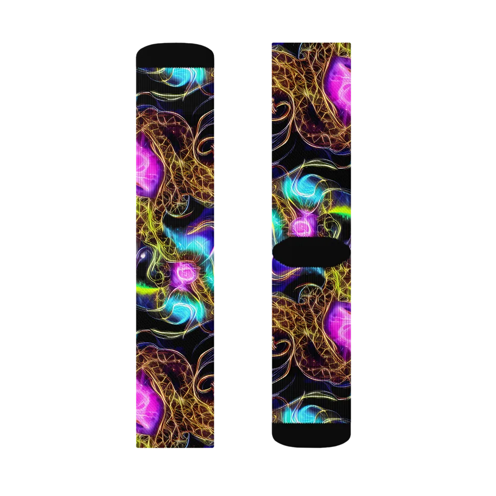 Blacklight Botanica on Socks — Left Sock