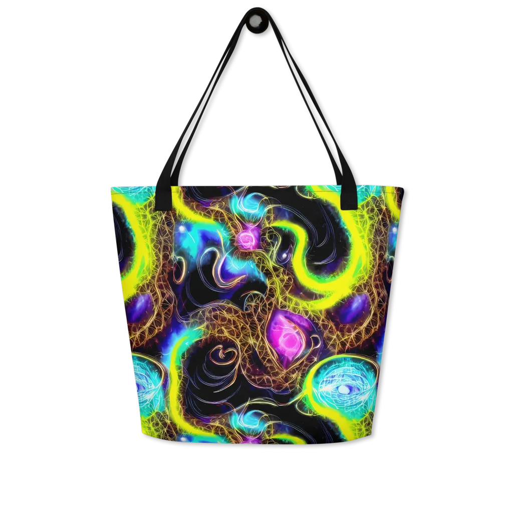 Blacklight Botanica on Large Tote Bag W/ Pocket — Front