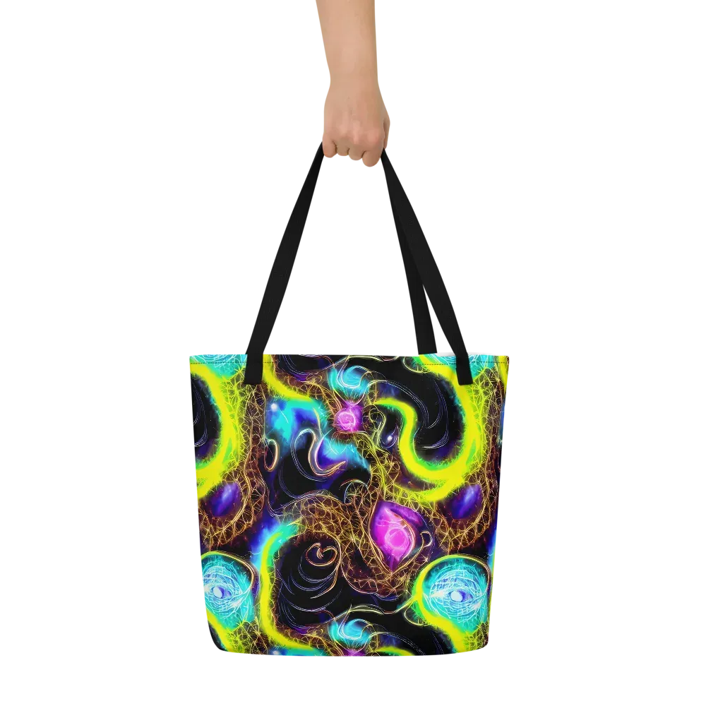 Blacklight Botanica on Large Tote Bag W/ Pocket — Front