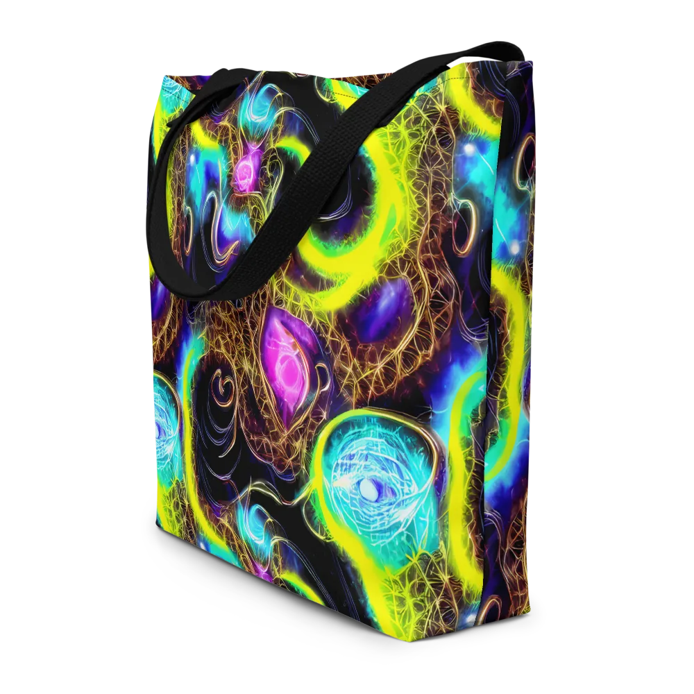 Blacklight Botanica on Large Tote Bag W/ Pocket — Front