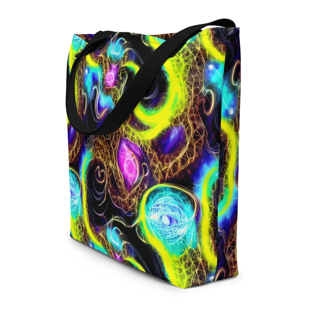 Blacklight Botanica on Large Tote Bag W/ Pocket — Front