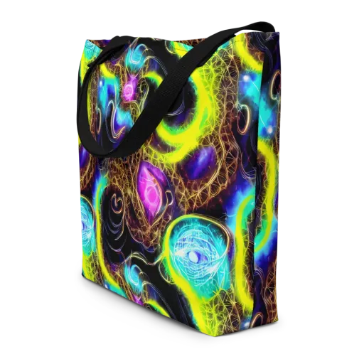 Blacklight Botanica on a Large Tote Bag W/ Pocket