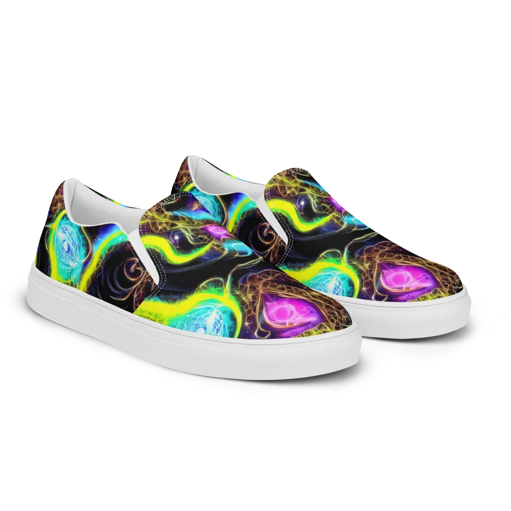 Blacklight Botanica on Women's Slip-On Canvas Shoes — Right Front