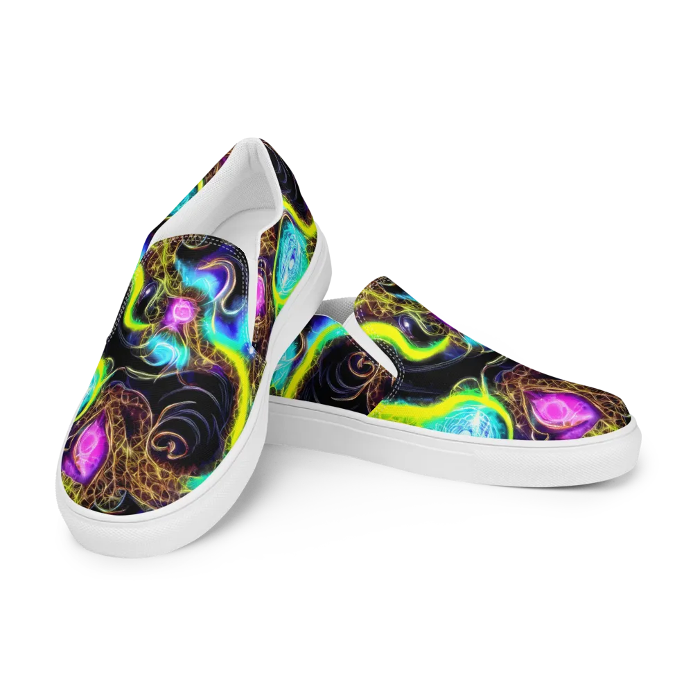 Blacklight Botanica on Women's Slip-On Canvas Shoes — Left Front