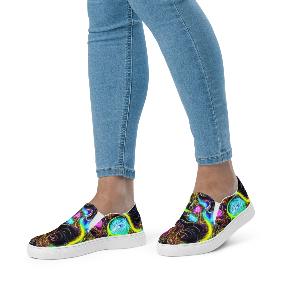 Blacklight Botanica on Women's Slip-On Canvas Shoes — Front
