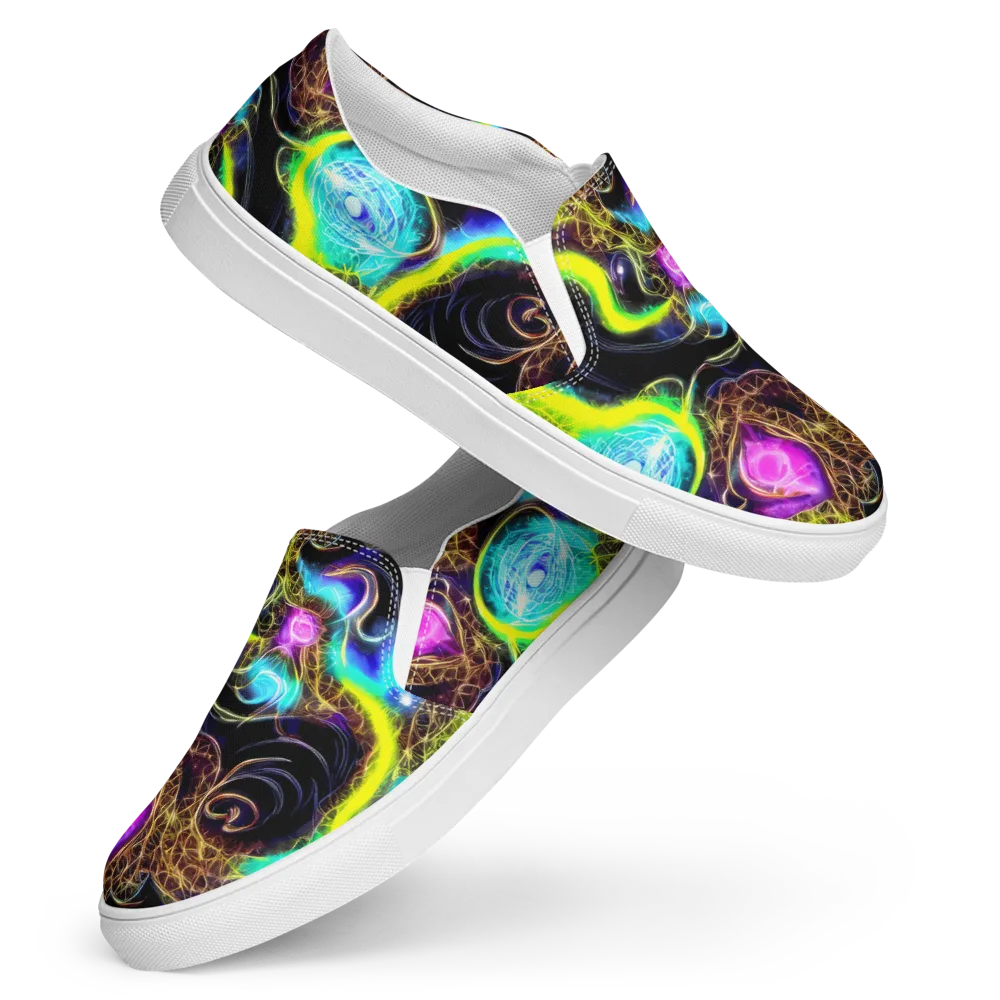 Blacklight Botanica on Women's Slip-On Canvas Shoes — Front