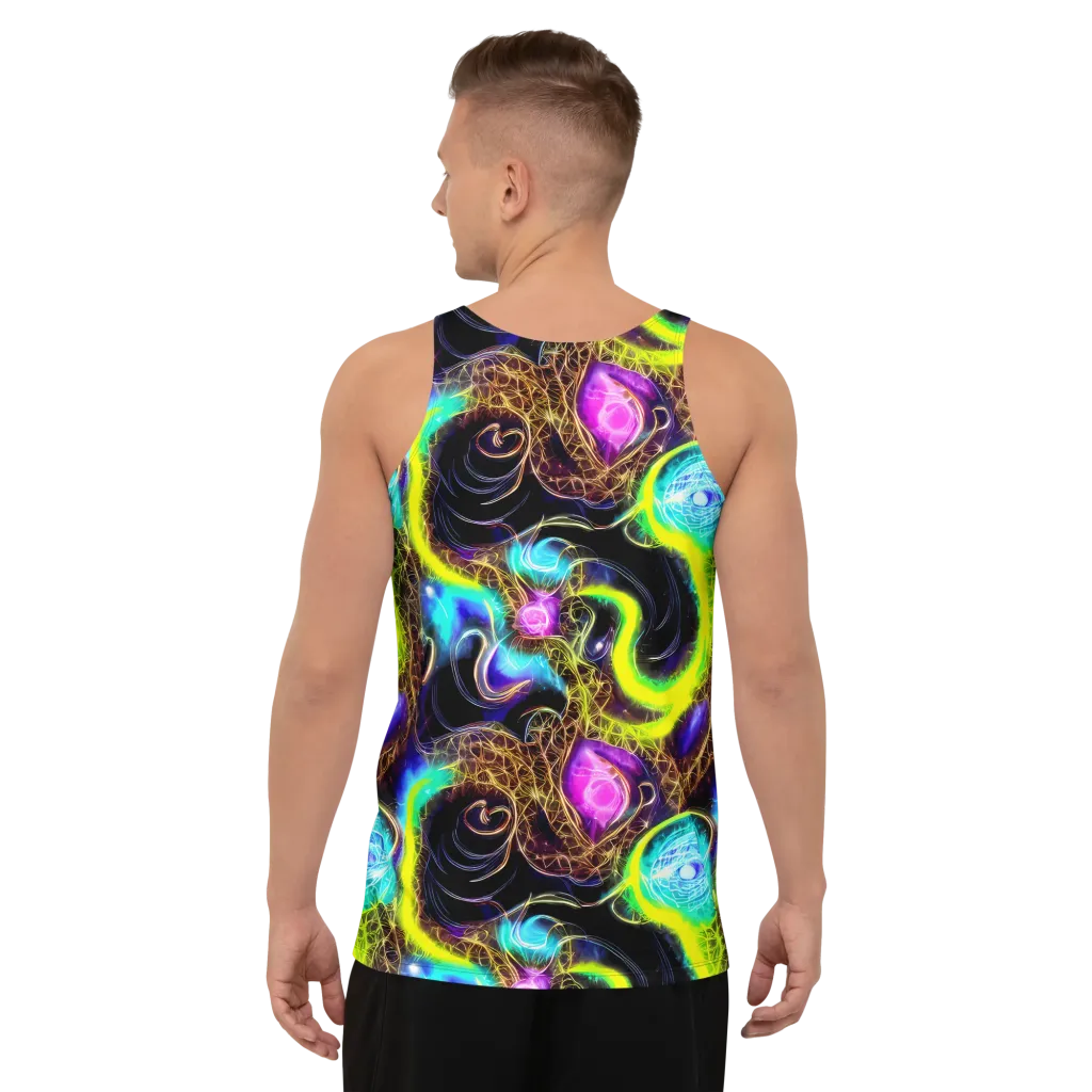 Blacklight Botanica on Men's Tank Top — Back