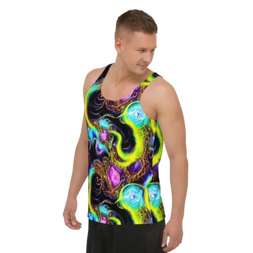 Blacklight Botanica on a Men's Tank Top