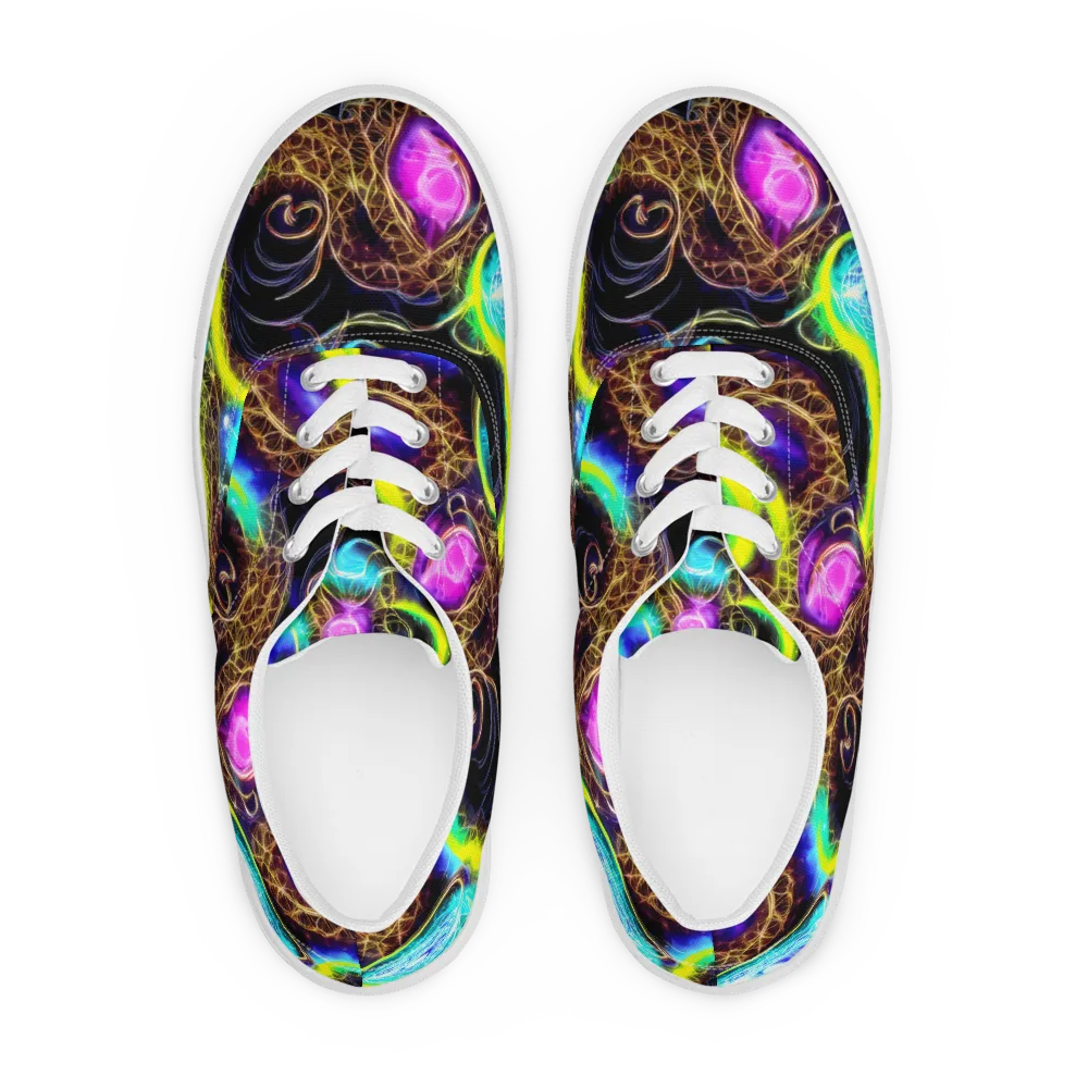 Blacklight Botanica on Men's Lace-Up Canvas Shoes — Front