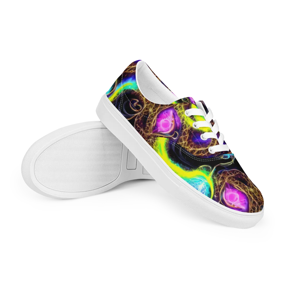 Blacklight Botanica on Men's Lace-Up Canvas Shoes — Right Front