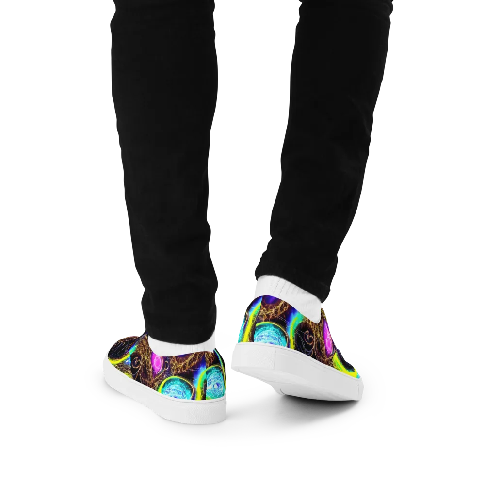 Blacklight Botanica on Men's Lace-Up Canvas Shoes — Back