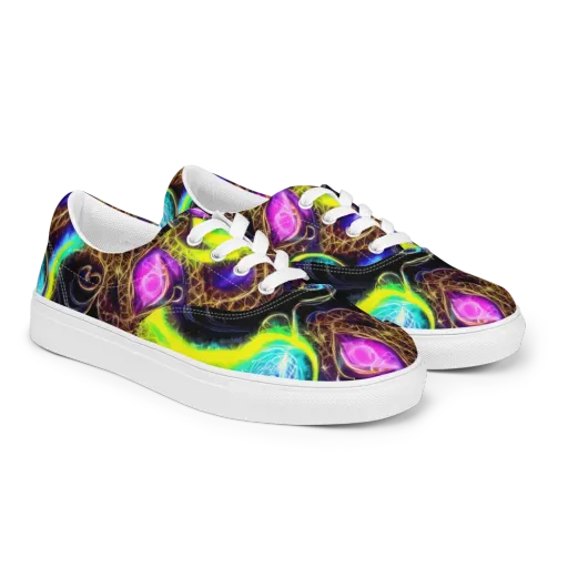 Blacklight Botanica on a Men's Lace-Up Canvas Shoes