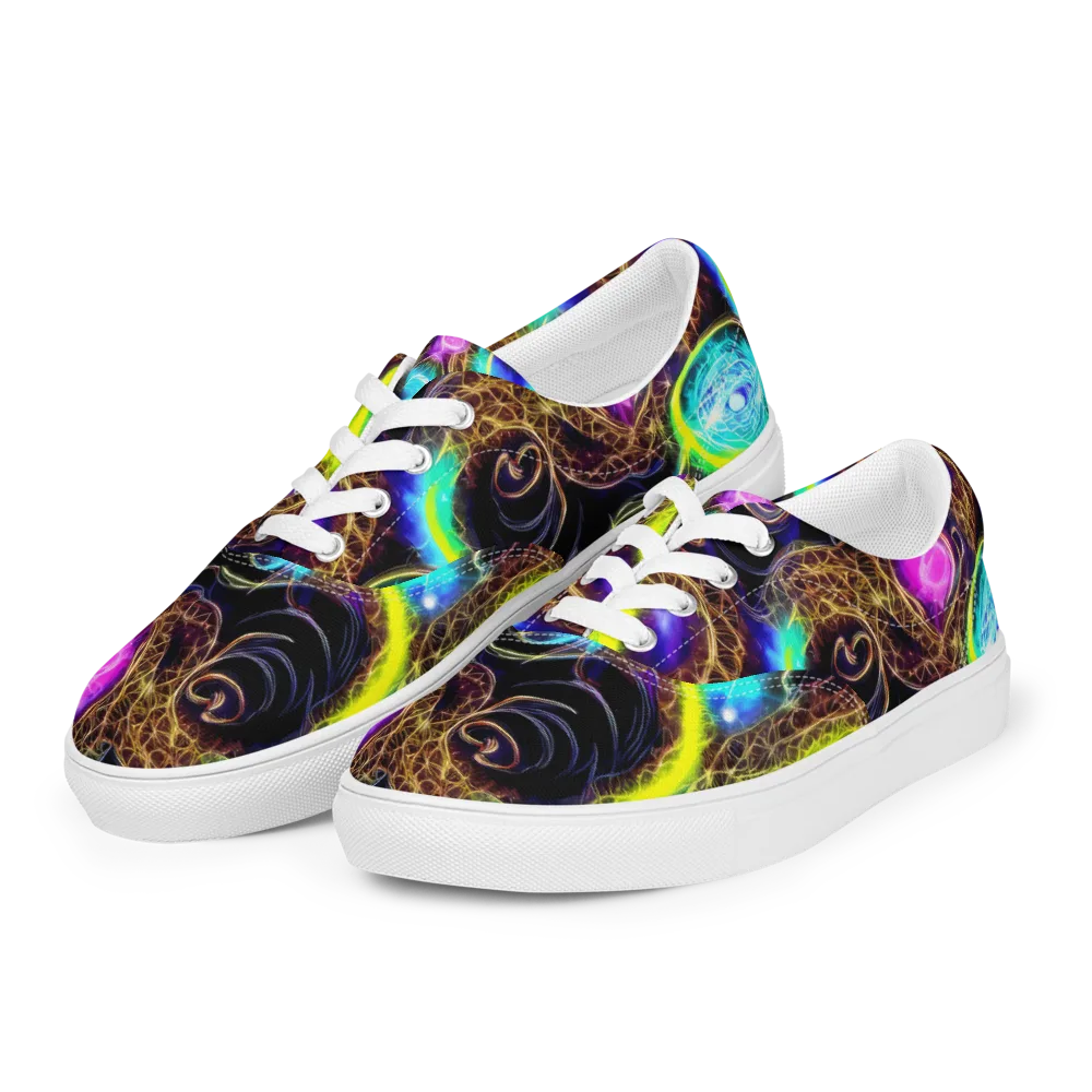 Blacklight Botanica on Men's Lace-Up Canvas Shoes — Left Front